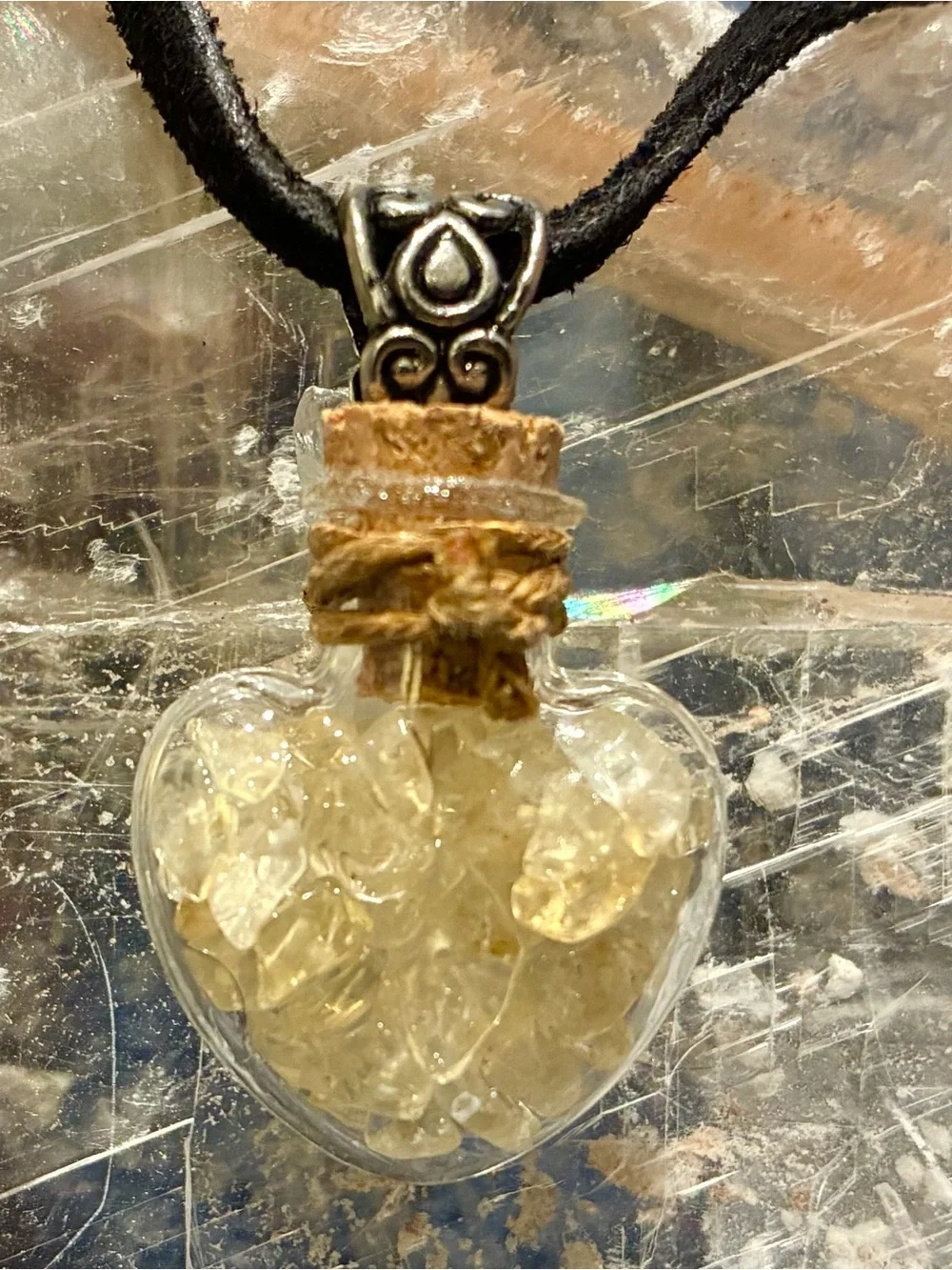 Handmade Citrine Heart Crystal Pendant Necklace